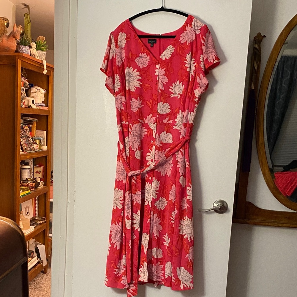 Talbots Pink Floral Midi Dress